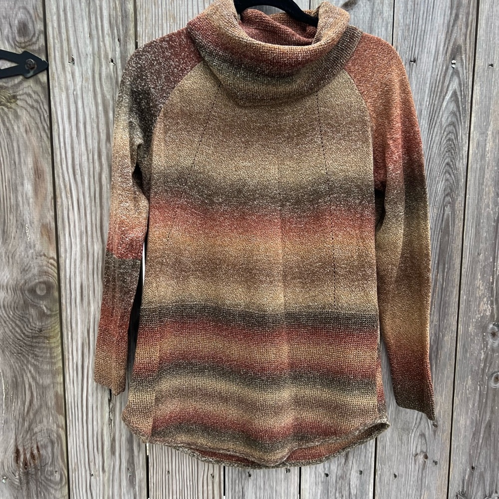 DRAPERS and DAMONS Brown Ombré Cowl Turtleneck Sweater Women’s Medium